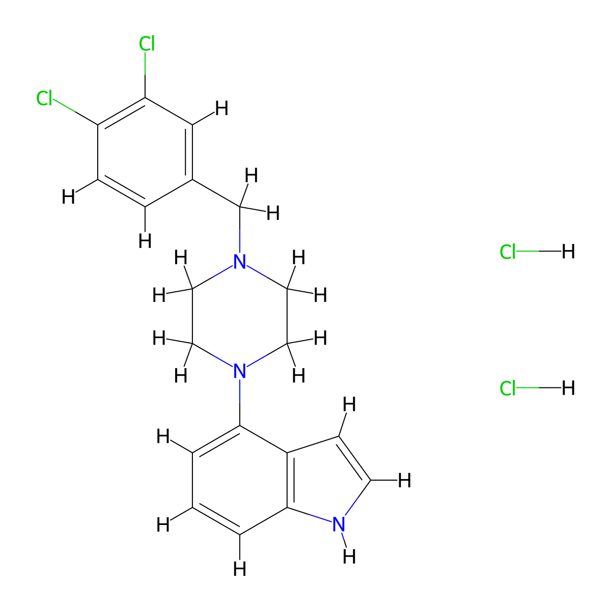 1h-Indole,4-[4-[(3,4-dichlorophenyl)methyl]-1-piperazinyl]-,dihydrochloride molecular structure, CAS 334974-44-6