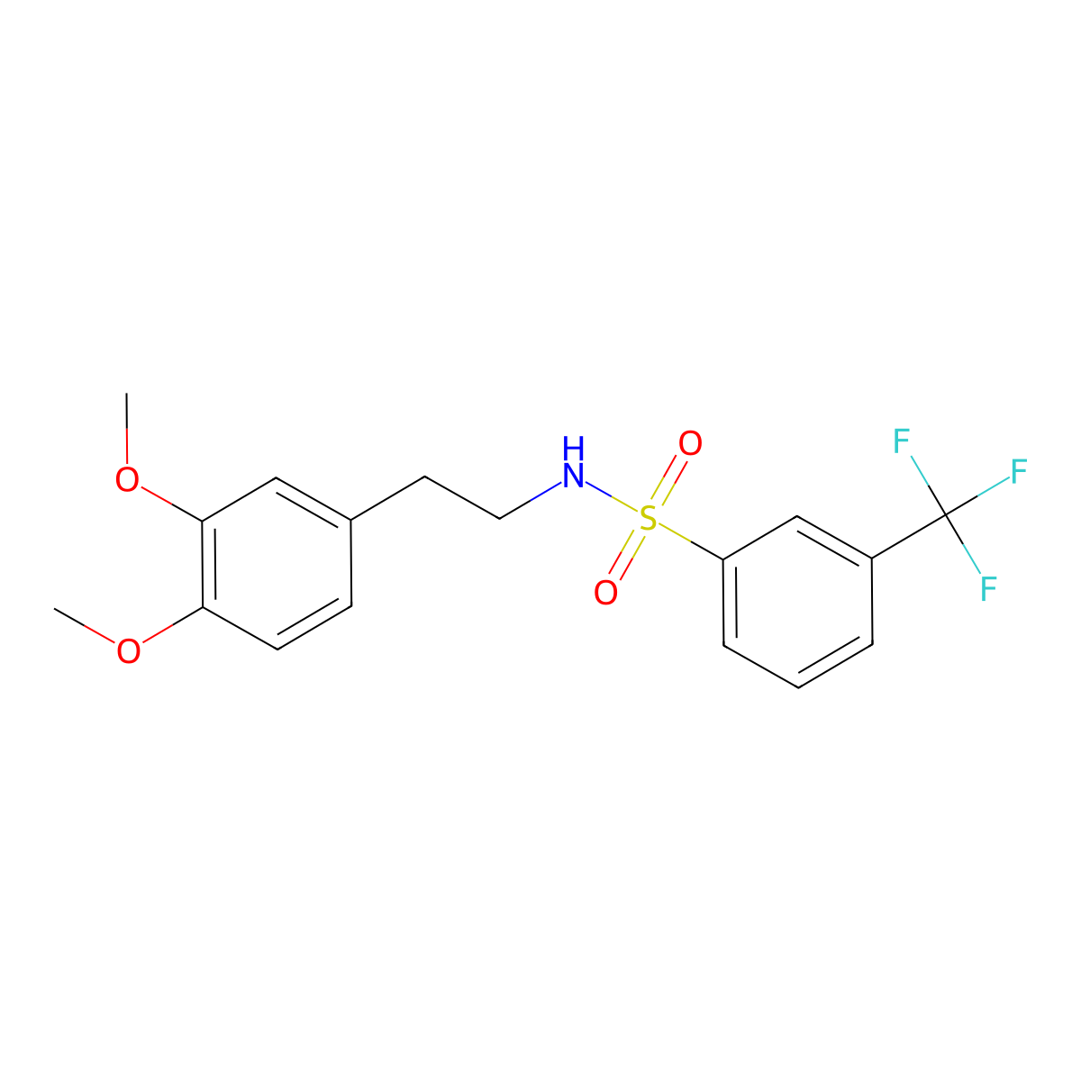 N-(3,4-dimethoxyphenethyl)-3-(trifluoromethyl)benzenesulfonamide molecular structure, CAS 334974-55-9