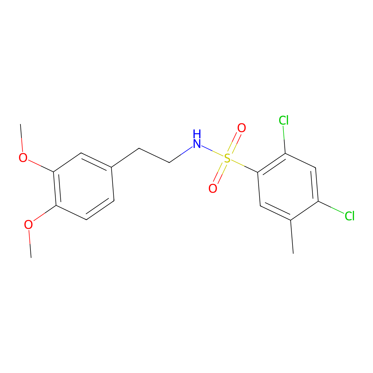 2,4-dichloro-N-[2-(3,4-dimethoxyphenyl)ethyl]-5-methylbenzenesulfonamide molecular structure, CAS 334974-56-0
