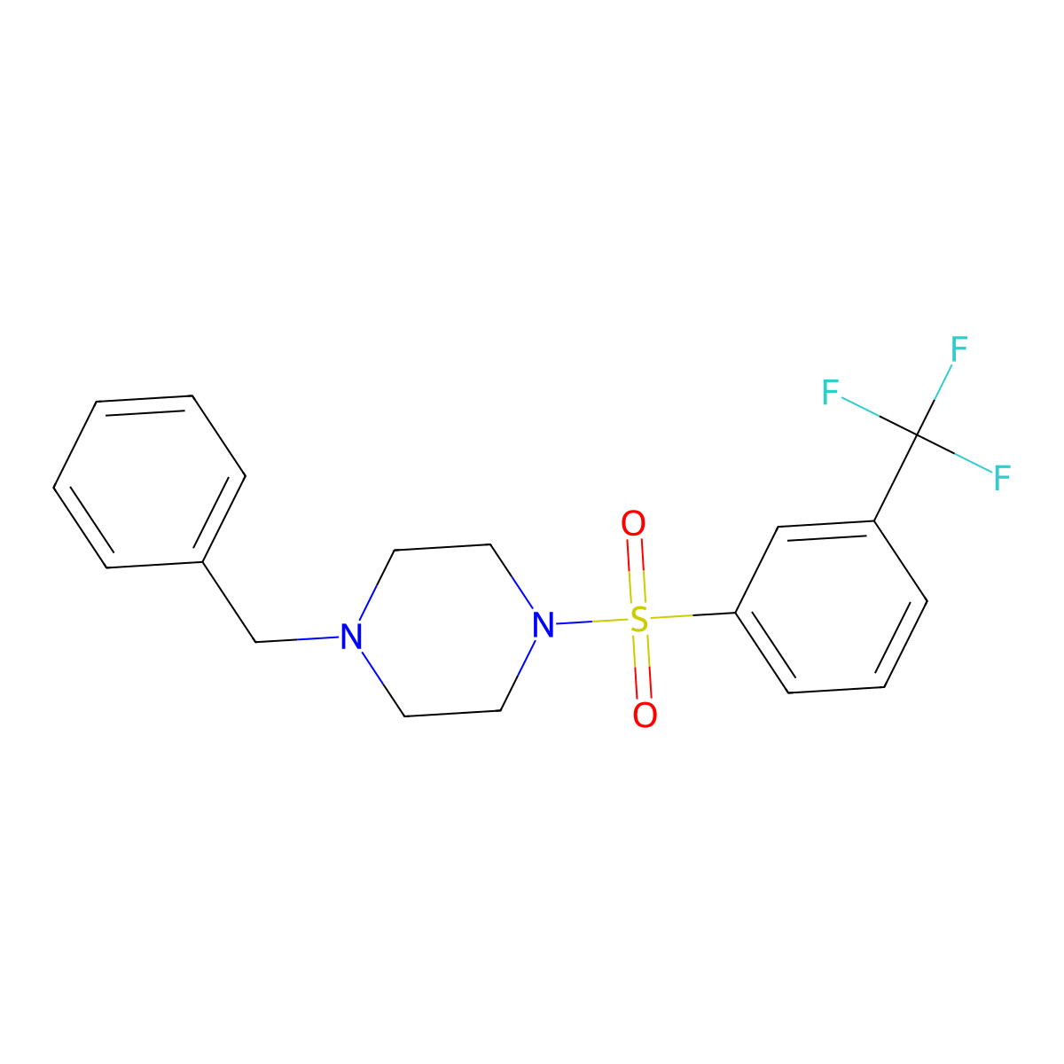 1-Benzyl-4-((3-(trifluoromethyl)phenyl)sulfonyl)piperazine molecular structure, CAS 334974-65-1