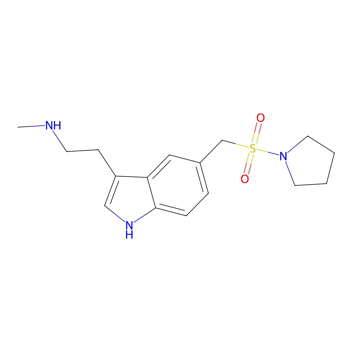 N-Methyl-5-((1-pyrrolidinylsulfonyl)methyl)-1H-indole-3-ethanamine molecular structure, CAS 334981-12-3
