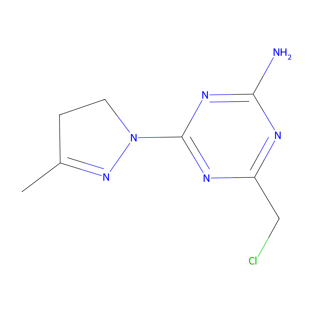 4-(chloromethyl)-6-(3-methyl-4,5-dihydro-1H-pyrazol-1-yl)-1,3,5-triazin-2-amine molecular structure, CAS 334993-78-1