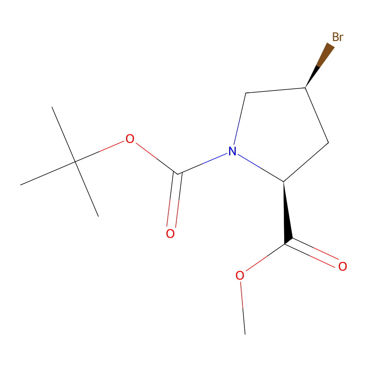 (2S,4S)-1-tert-butyl 2-methyl 4-bromopyrrolidine-1,2-dicarboxylate molecular structure, CAS 334999-29-0