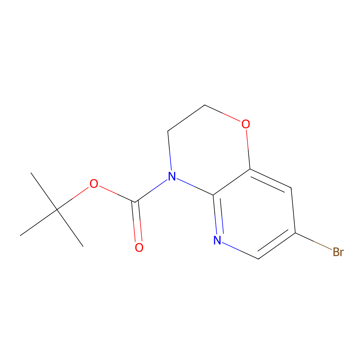 tert-butyl 7-bromo-2H,3H,4H-pyrido[3,2-b][1,4]oxazine-4-carboxylate molecular structure, CAS 335030-30-3