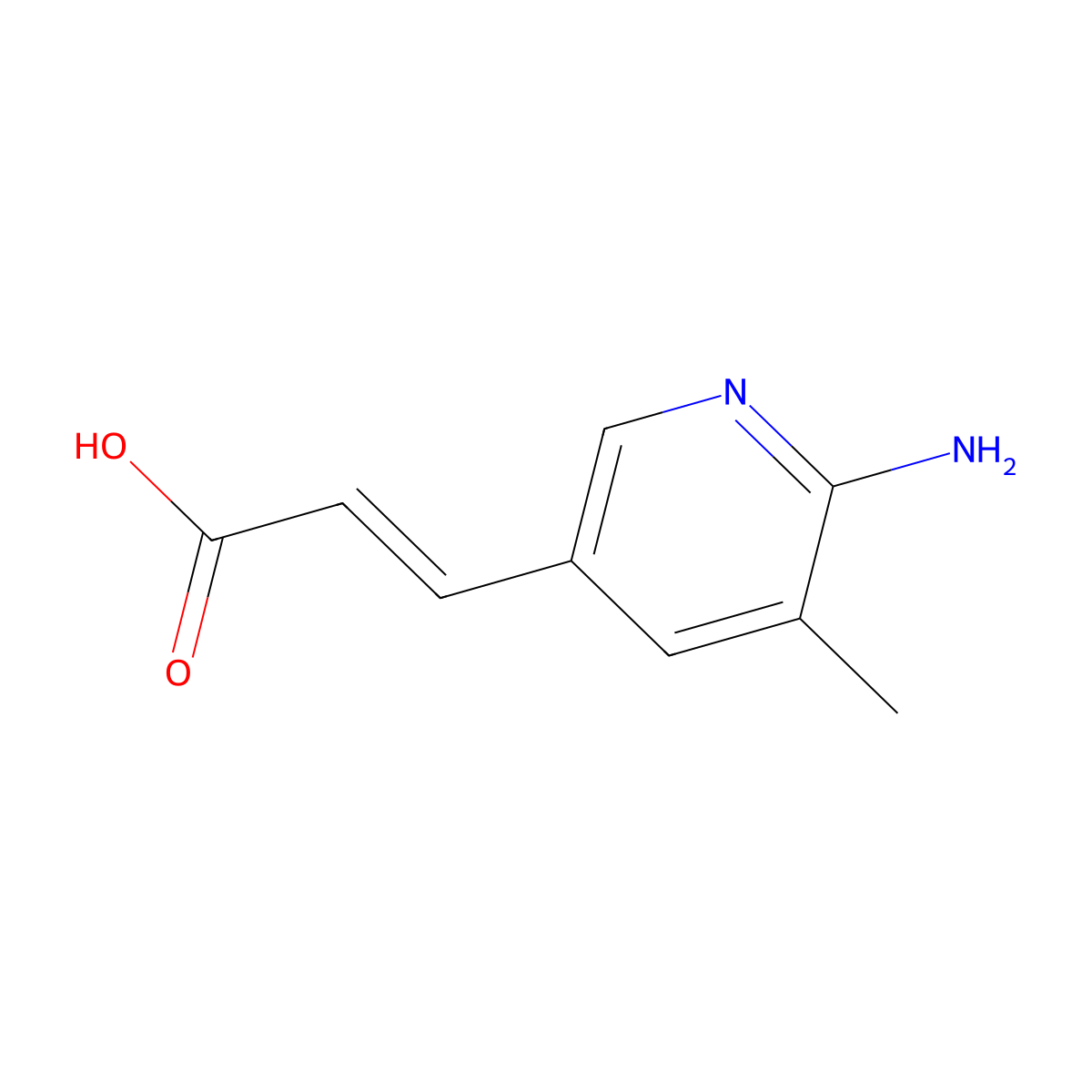 (2E)-3-(6-amino-5-methylpyridin-3-yl)prop-2-enoic acid molecular structure, CAS 335030-98-3
