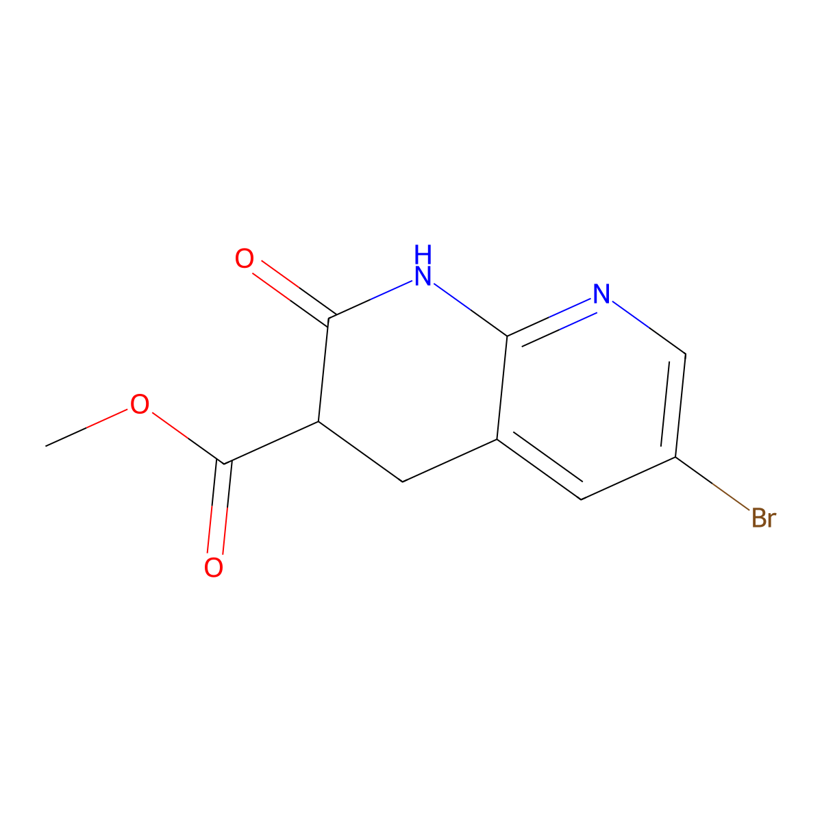 Methyl 6-bromo-2-oxo-1,2,3,4-tetrahydro-1,8-naphthyridine-3-carboxylate molecular structure, CAS 335031-10-2