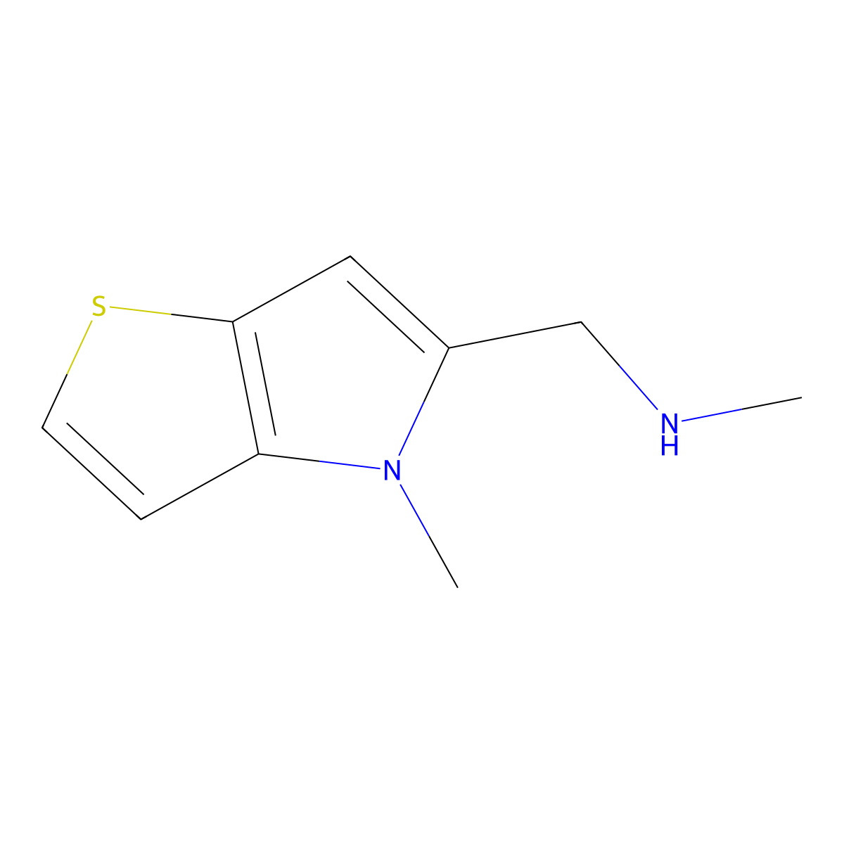 methyl((4-methyl-4H-thieno(3,2-b)pyrrol-5-yl)methyl)amine molecular structure, CAS 335031-33-9