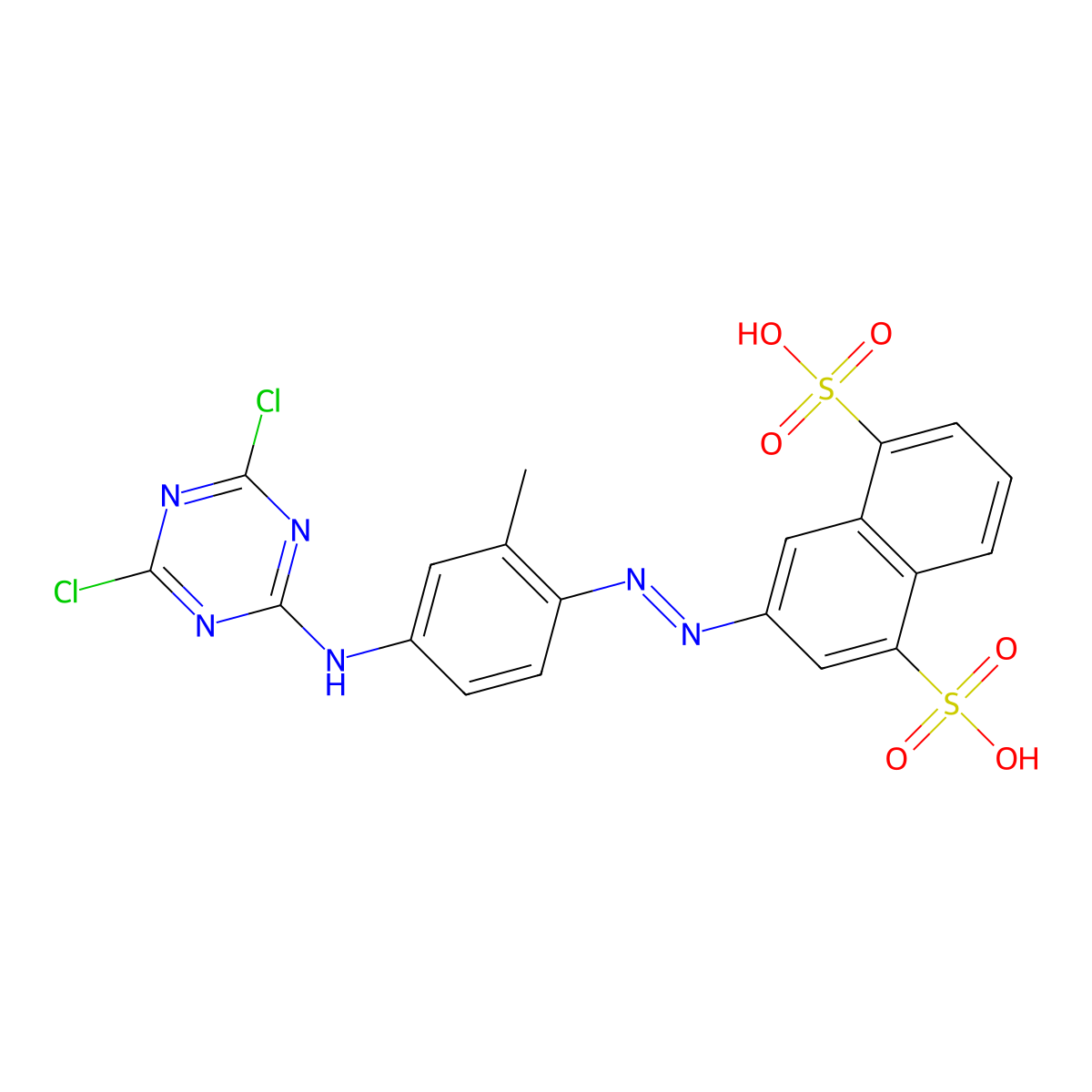 3-[2-[4-[(4,6-Dichloro-1,3,5-triazin-2-yl)amino]-2-methylphenyl]diazenyl]-1,5-naphthalenedisulfonic acid molecular structure, CAS 33508-55-3
