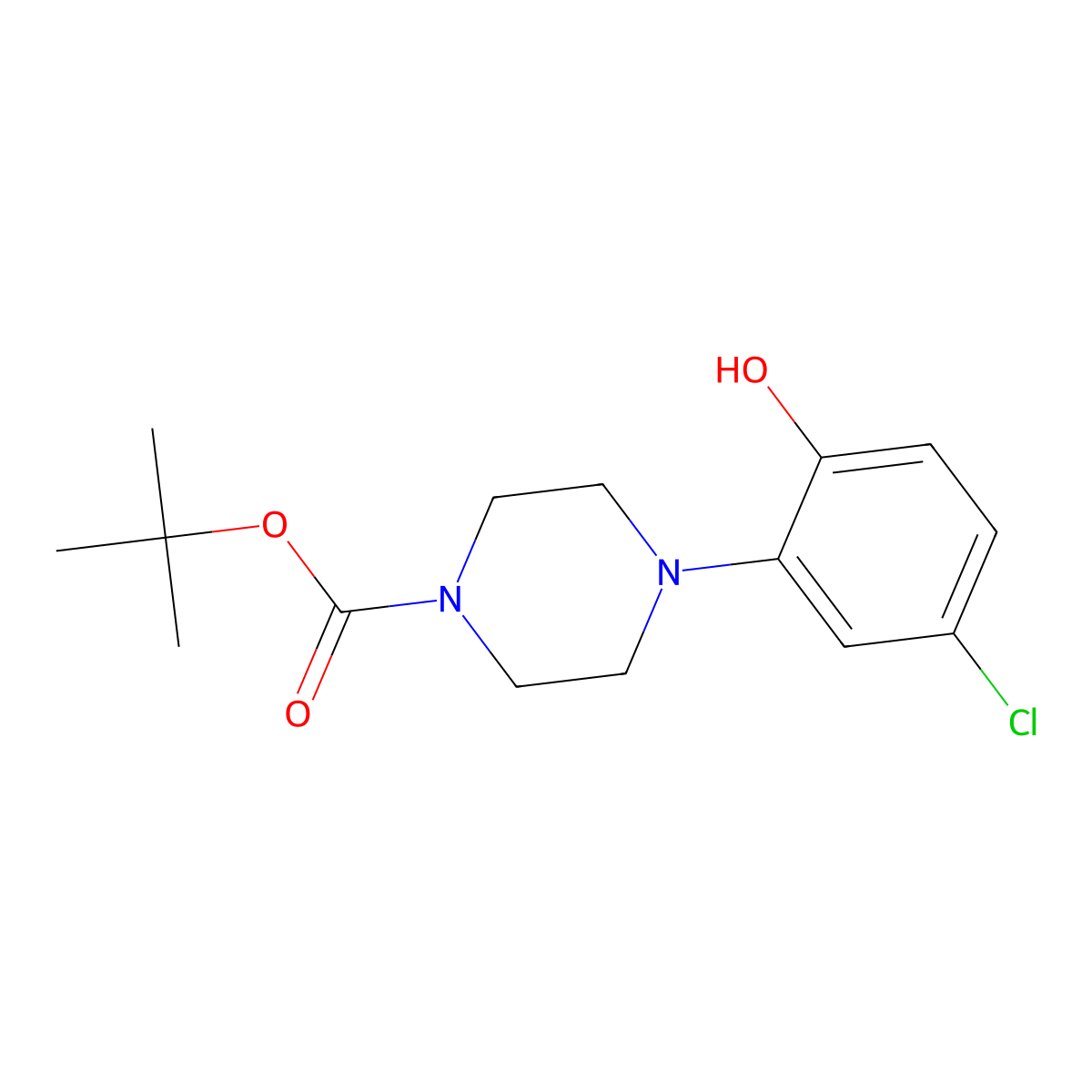 Tert-butyl 4-(5-chloro-2-hydroxyphenyl)piperazine-1-carboxylate molecular structure, CAS 335087-62-2