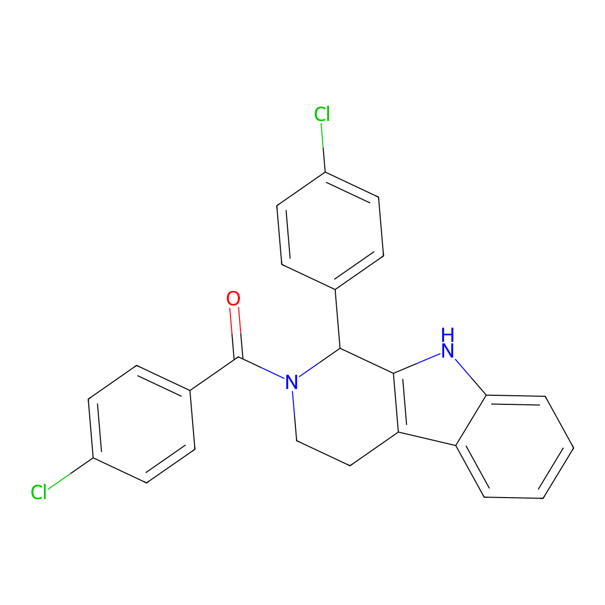 (4-Chlorophenyl)-[1-(4-chlorophenyl)-1,3,4,9-tetrahydropyrido[3,4-b]indol-2-yl]methanone molecular structure, CAS 335118-32-6
