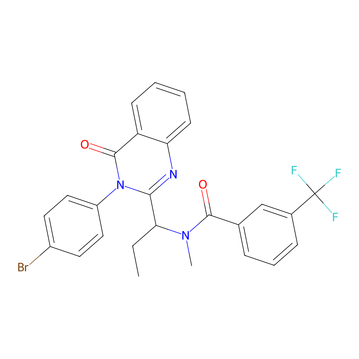 N~1~-{1-[3-(4-bromophenyl)-4-oxo-3,4-dihydro-2-quinazolinyl]propyl}-N~1~-methyl-3-(trifluoromethyl)benzamide molecular structure, CAS 335143-79-8