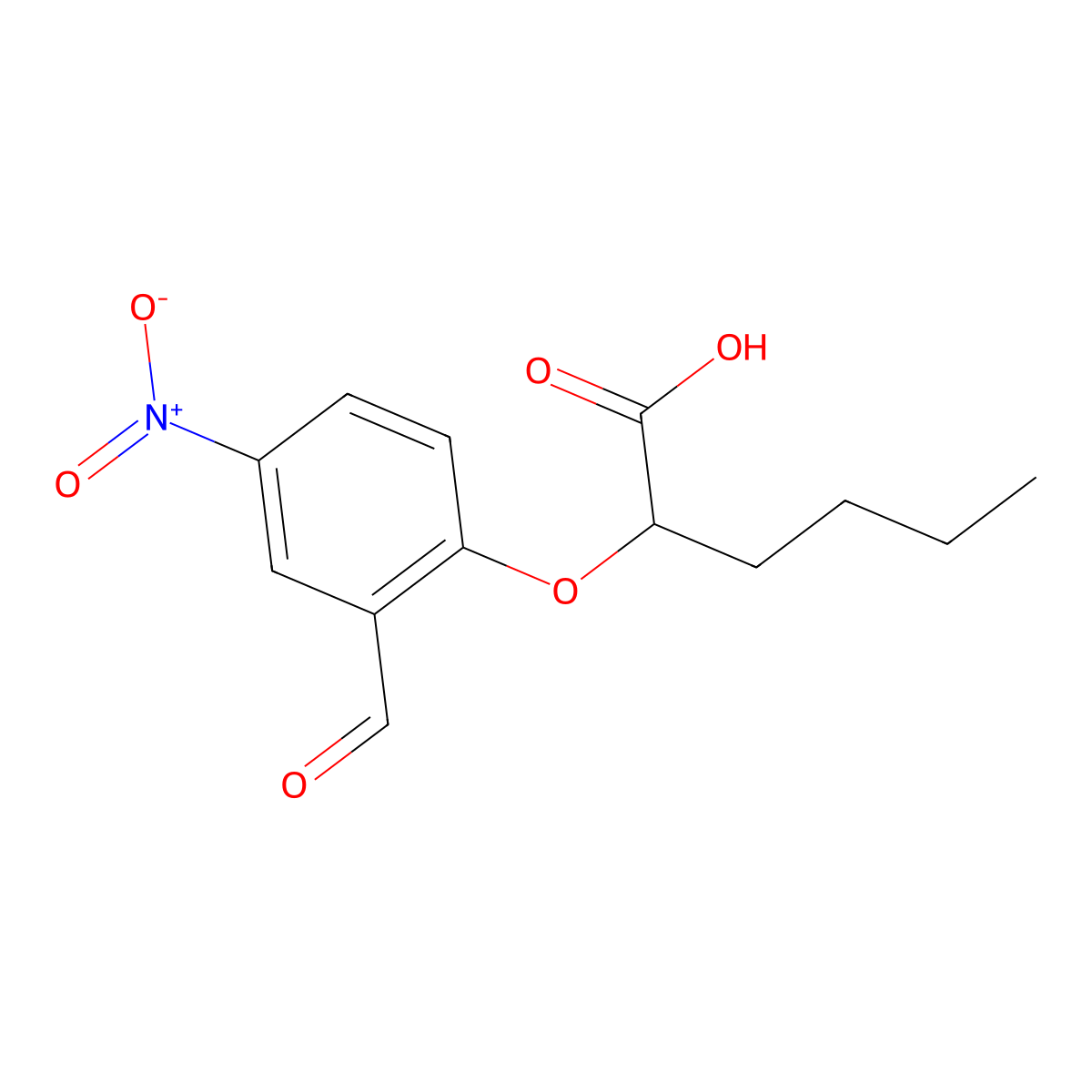2-(2-Formyl-4-nitrophenoxy)hexanoic acid molecular structure, CAS 335153-21-4