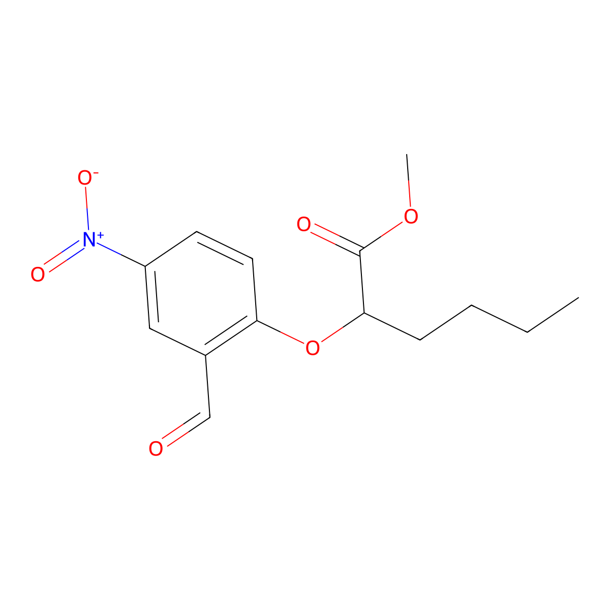 Methyl 2-(2-formyl-4-nitrophenoxy)hexanoate molecular structure, CAS 335153-23-6