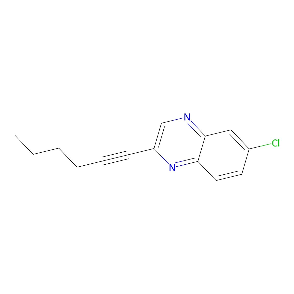 6-Chloro-2-(hex-1-yn-1-yl)quinoxaline molecular structure, CAS 335159-60-9