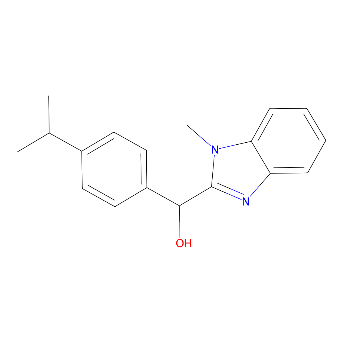 (1-Methylbenzimidazol-2-yl)-(4-propan-2-ylphenyl)methanol molecular structure, CAS 335203-77-5