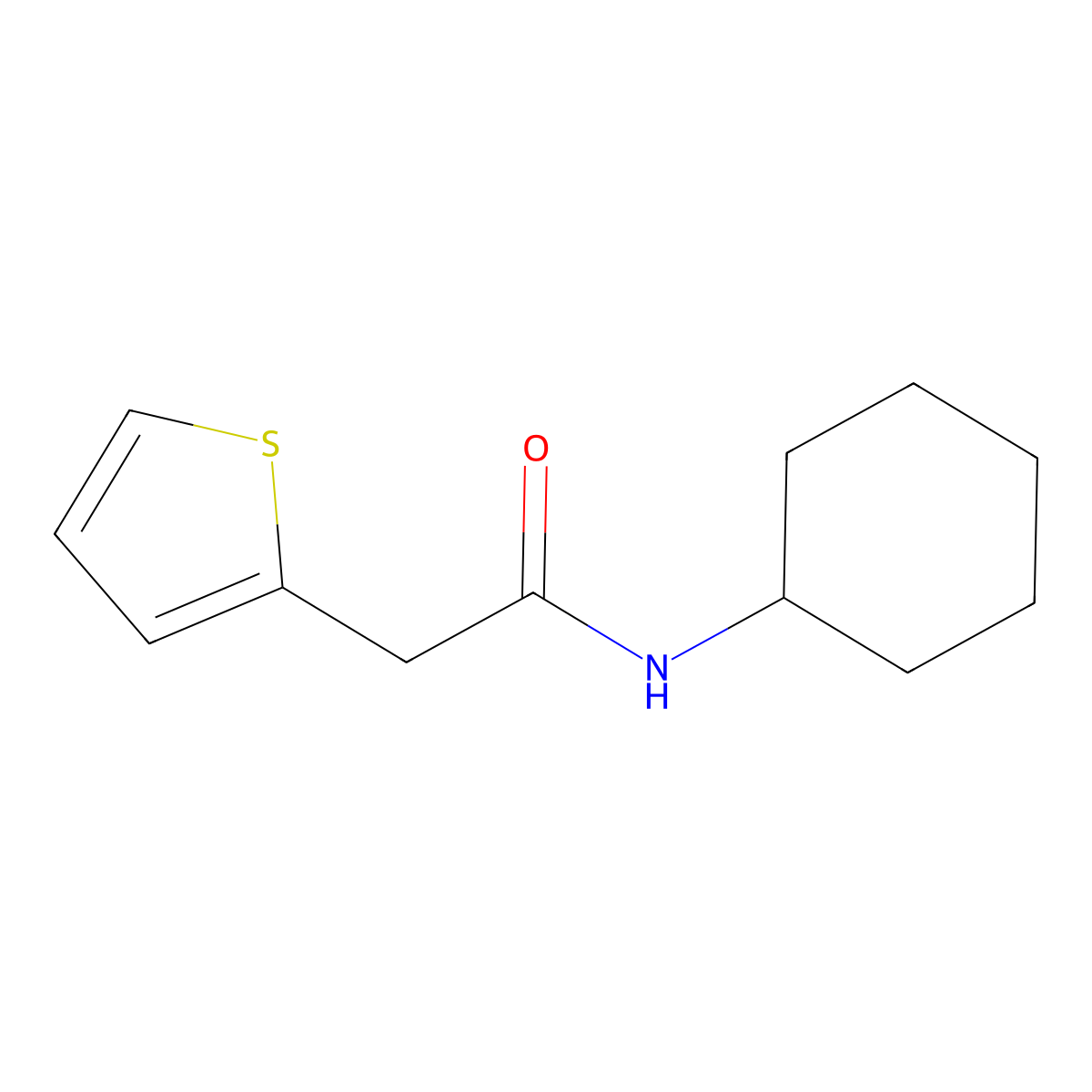 N-cyclohexyl-2-thiophen-2-ylacetamide molecular structure, CAS 335203-88-8