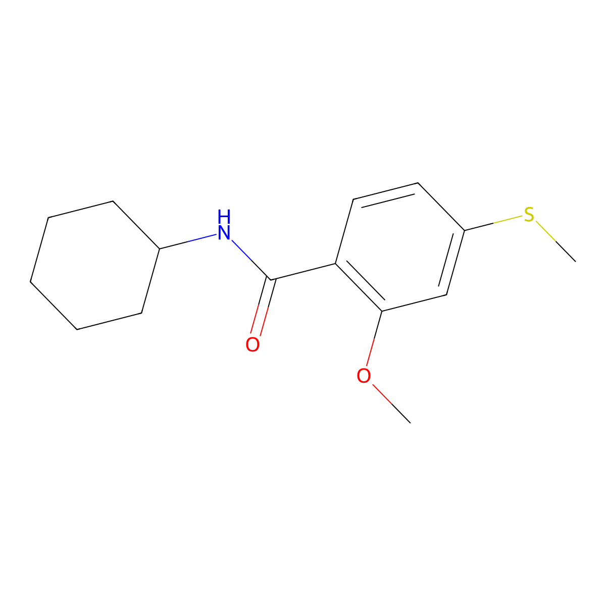 N-cyclohexyl-2-methoxy-4-(methylsulfanyl)benzamide molecular structure, CAS 335203-89-9