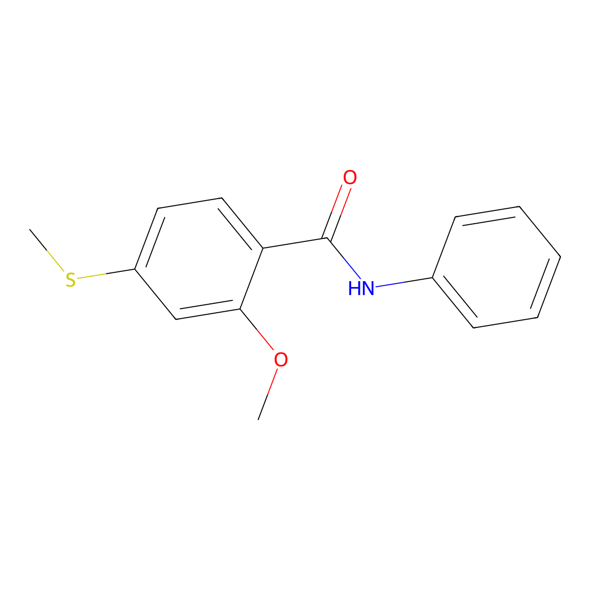 2-methoxy-4-(methylsulfanyl)-N-phenylbenzamide molecular structure, CAS 335204-16-5