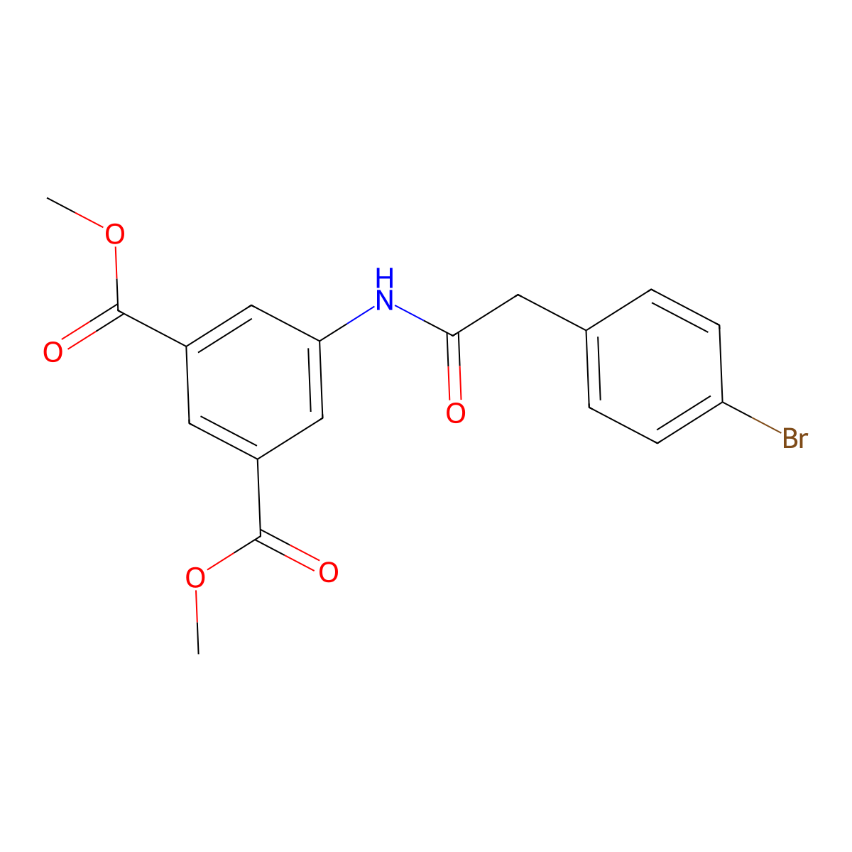 Methyl 5-[2-(4-bromophenyl)acetylamino]-3-(methoxycarbonyl)benzoate molecular structure, CAS 335204-19-8