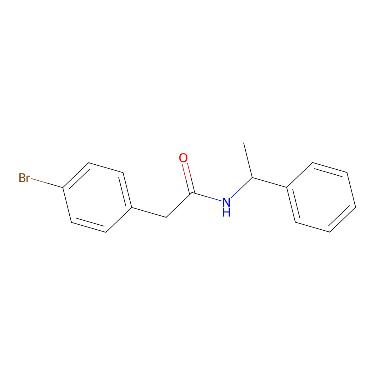 2-(4-bromophenyl)-N-(1-phenylethyl)acetamide molecular structure, CAS 335204-34-7