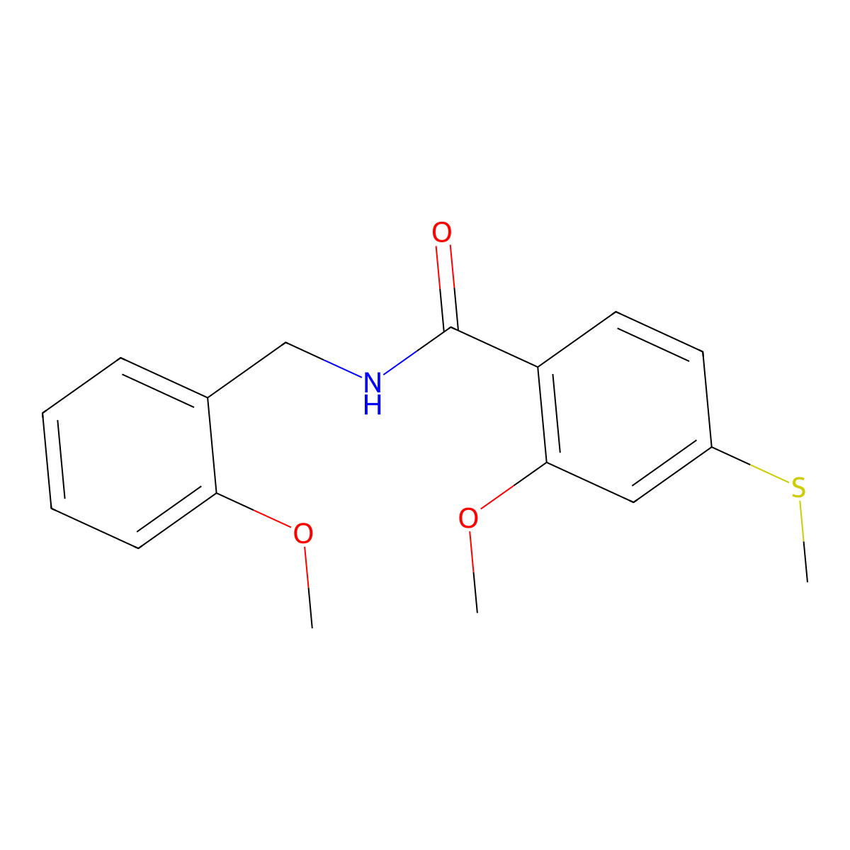 2-methoxy-N-[(2-methoxyphenyl)methyl]-4-(methylthio)benzamide molecular structure, CAS 335204-39-2