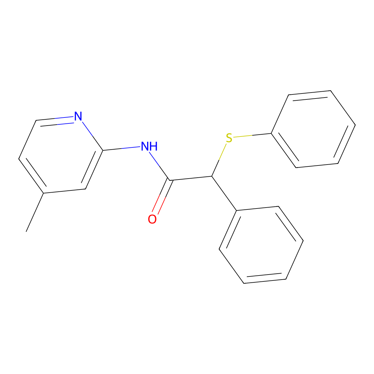 N-(4-methylpyridin-2-yl)-2-phenyl-2-phenylsulfanylacetamide molecular structure, CAS 335204-43-8
