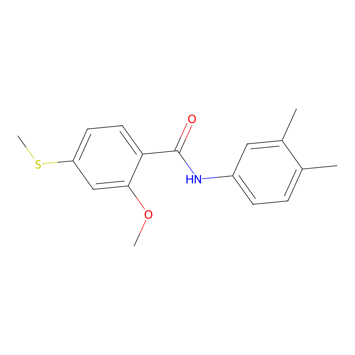 N-(3,4-dimethylphenyl)-2-methoxy-4-(methylsulfanyl)benzamide molecular structure, CAS 335204-50-7