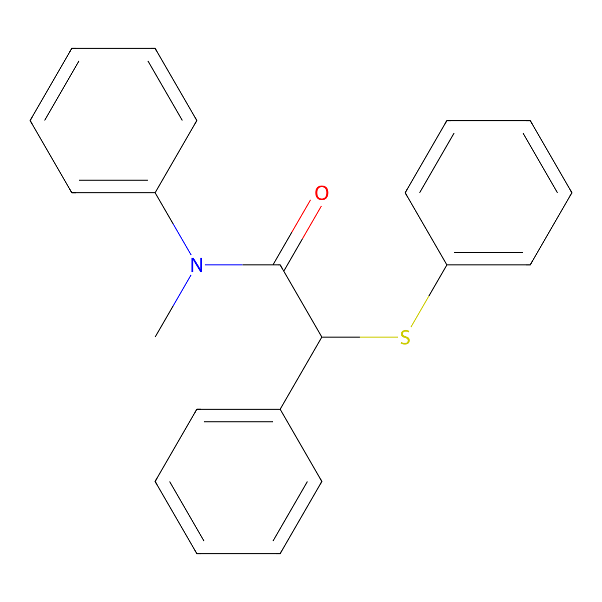 N-methyl-N,2-diphenyl-2-(phenylsulfanyl)acetamide molecular structure, CAS 335204-60-9