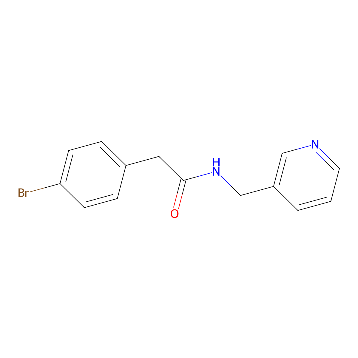 2-(4-bromophenyl)-N-(pyridin-3-ylmethyl)acetamide molecular structure, CAS 335204-62-1