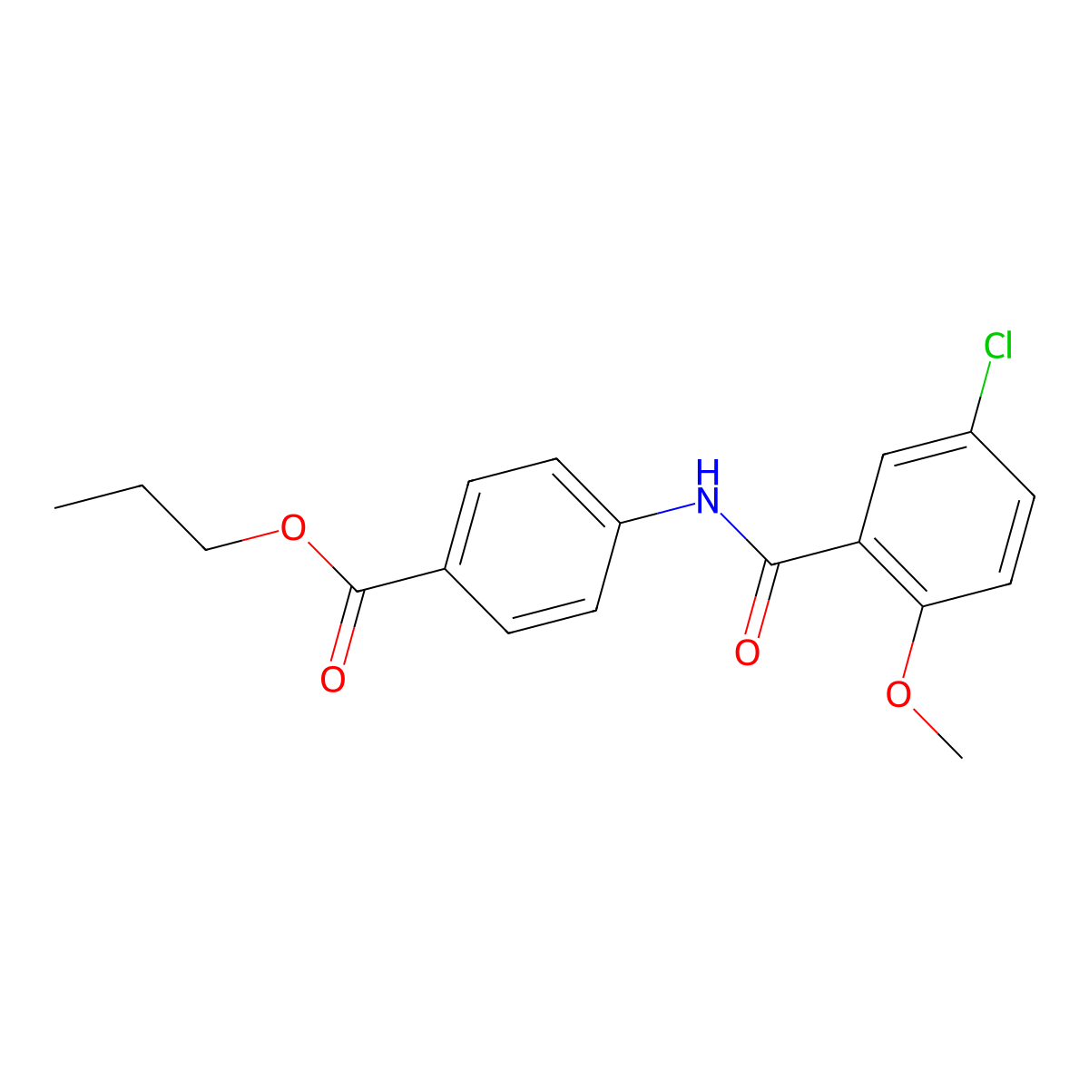 Propyl 4-[(5-chloro-2-methoxybenzoyl)amino]benzoate molecular structure, CAS 335204-83-6