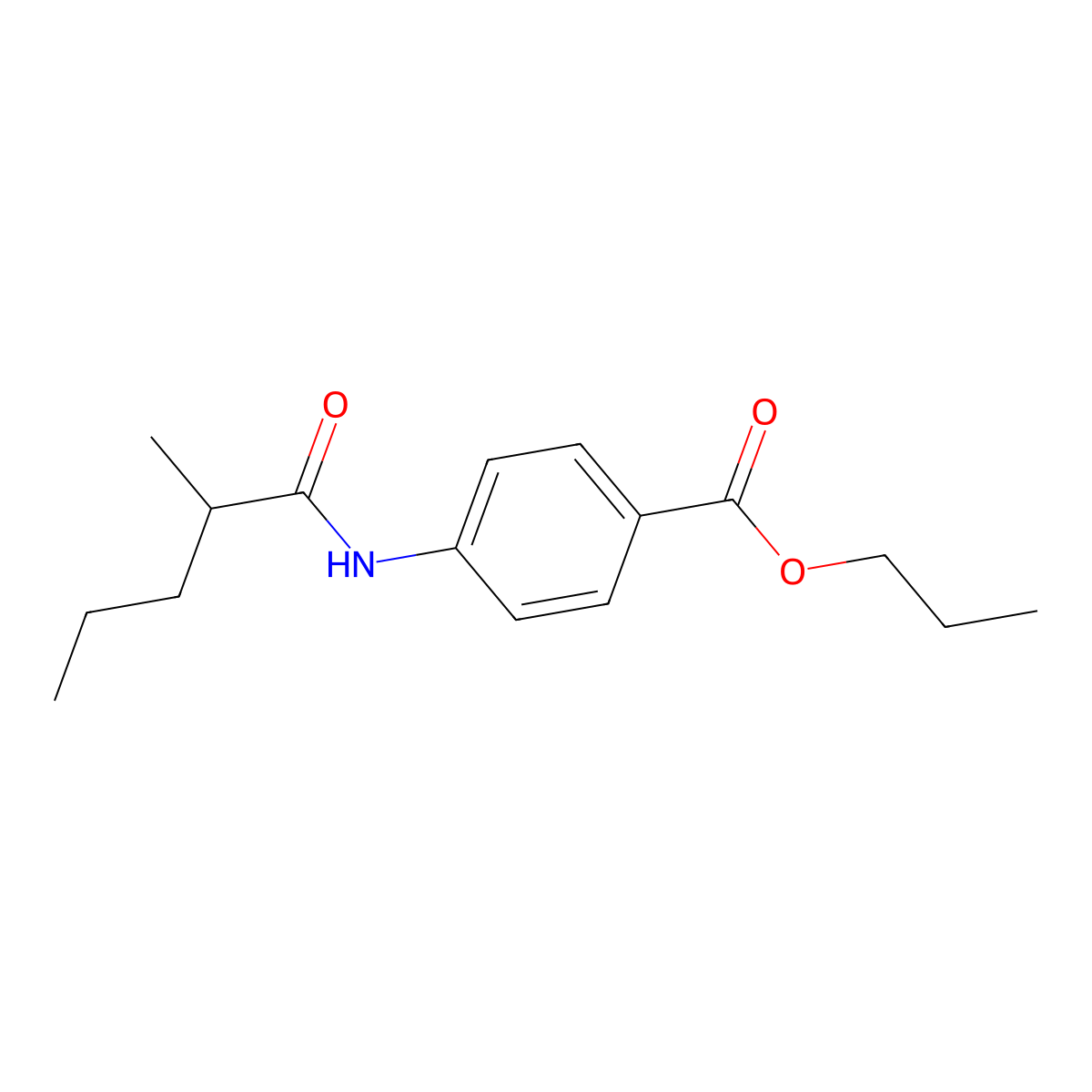 Propyl 4-(2-methylpentanoylamino)benzoate molecular structure, CAS 335204-86-9