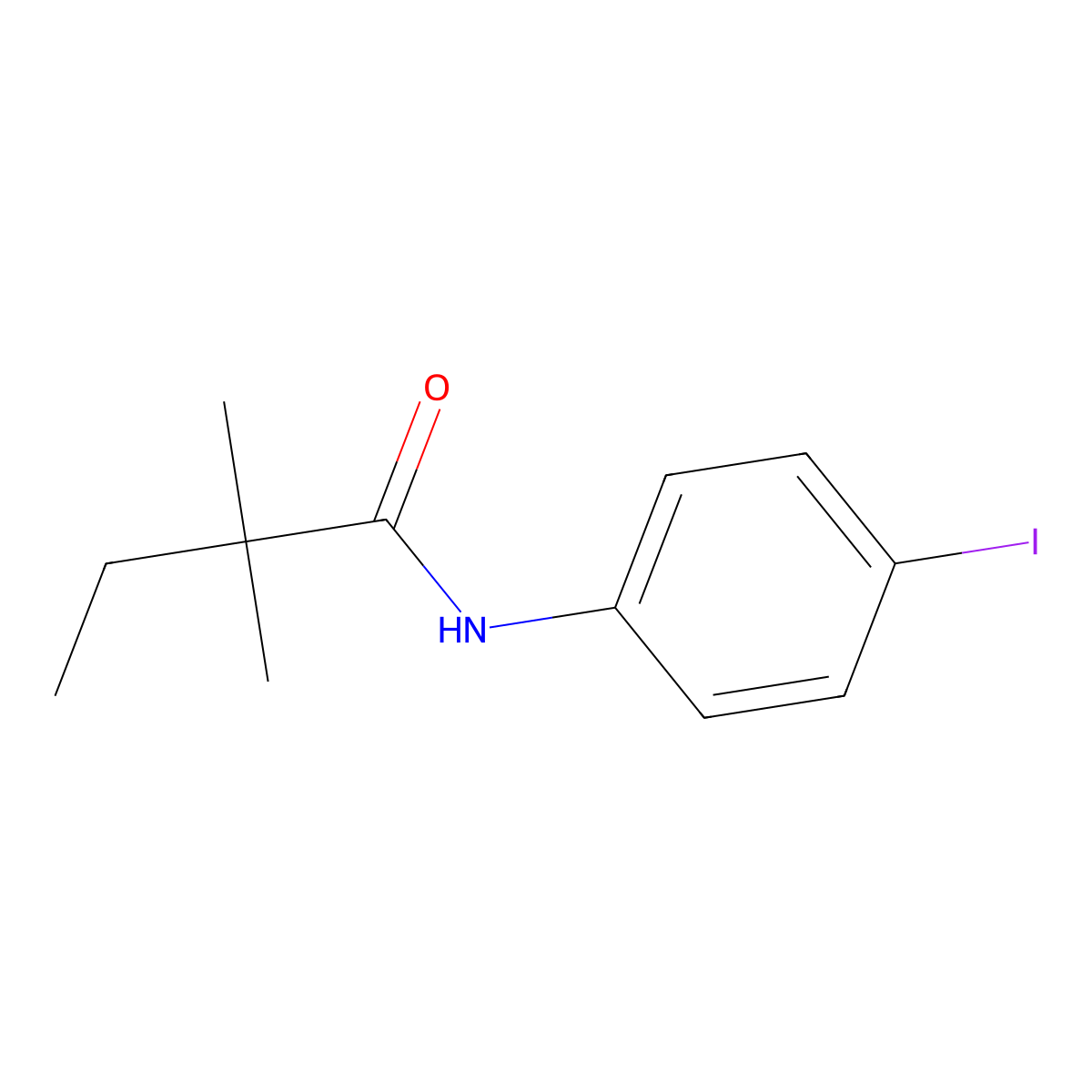 N-(4-iodophenyl)-2,2-dimethylbutanamide molecular structure, CAS 335204-97-2