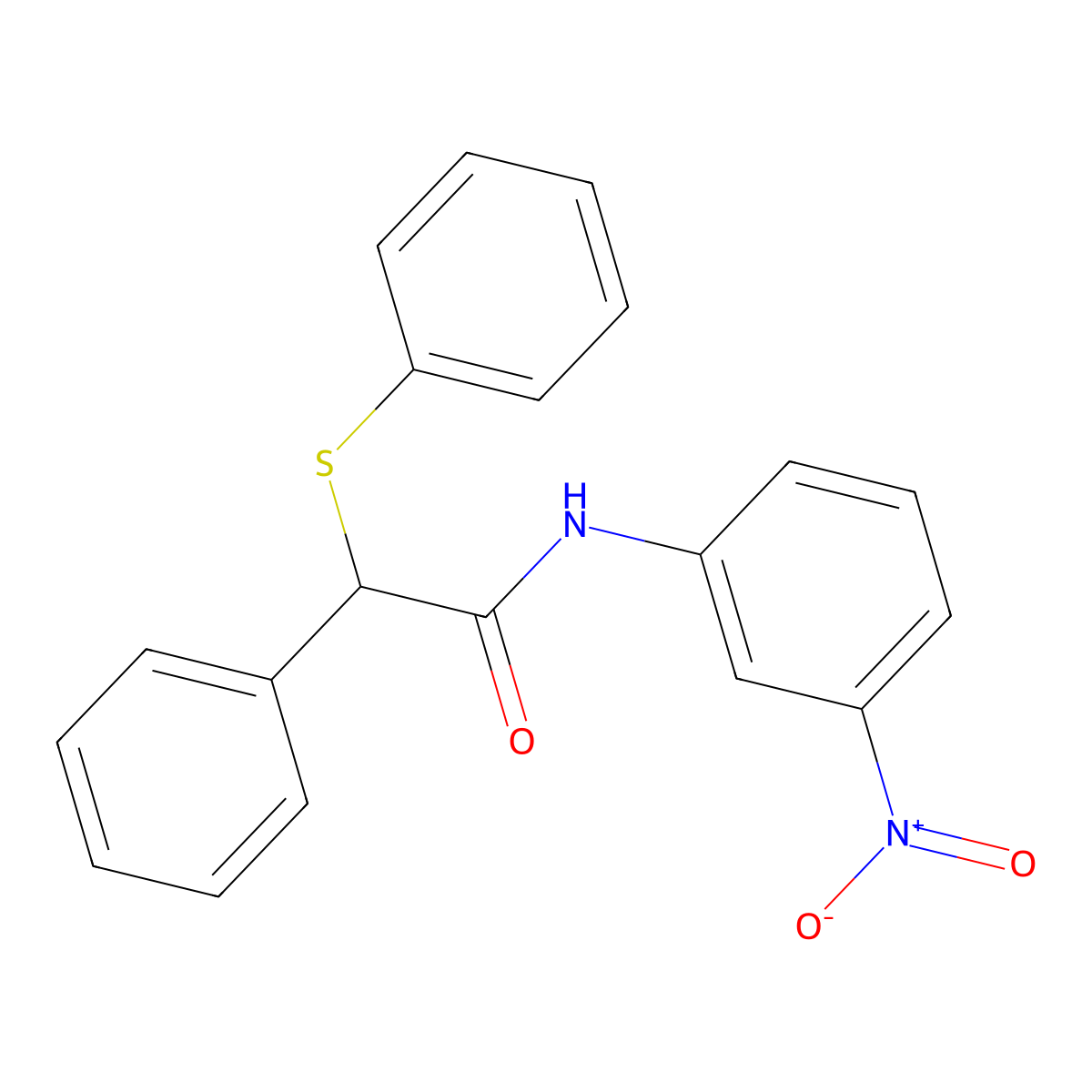 N-(3-nitrophenyl)-2-phenyl-2-(phenylsulfanyl)acetamide molecular structure, CAS 335205-34-0