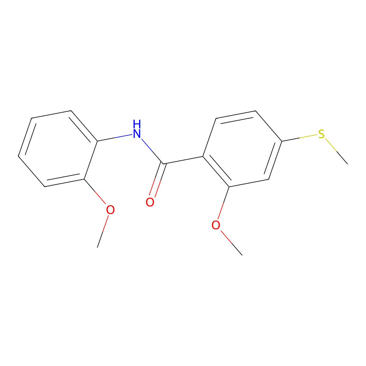 2-methoxy-N-(2-methoxyphenyl)-4-(methylsulfanyl)benzamide molecular structure, CAS 335205-44-2
