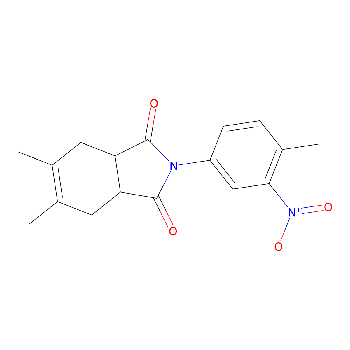 5,6-Dimethyl-2-(4-methyl-3-nitrophenyl)-3a,4,7,7a-tetrahydroisoindole-1,3-dione molecular structure, CAS 335205-61-3