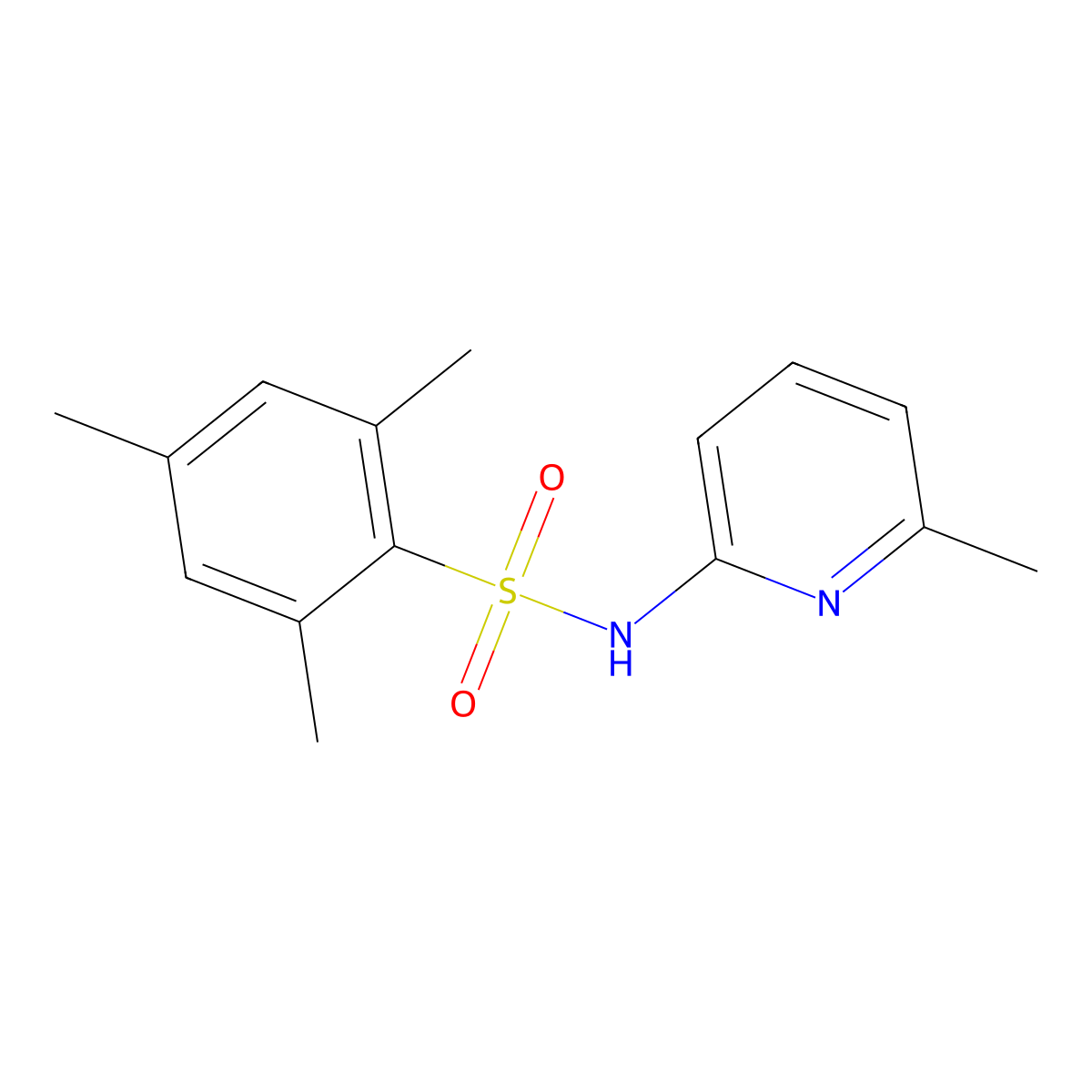 N-(6-methylpyridin-2-yl)mesitylenesulfonamide molecular structure, CAS 335205-91-9