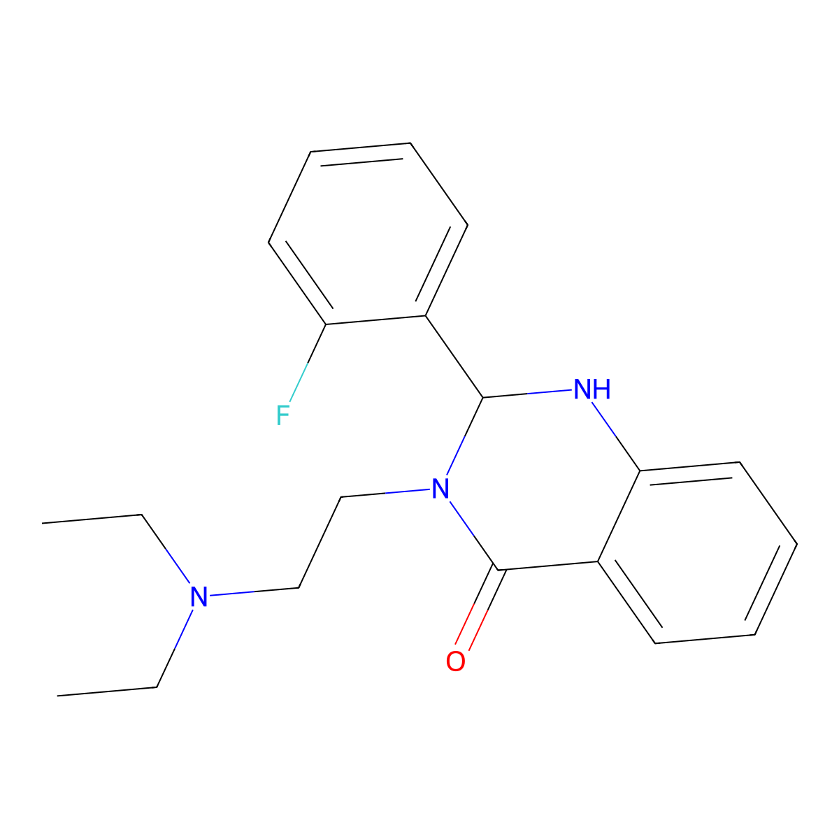 3-[2-(diethylamino)ethyl]-2-(2-fluorophenyl)-2,3-dihydroquinazolin-4(1H)-one molecular structure, CAS 335206-49-0