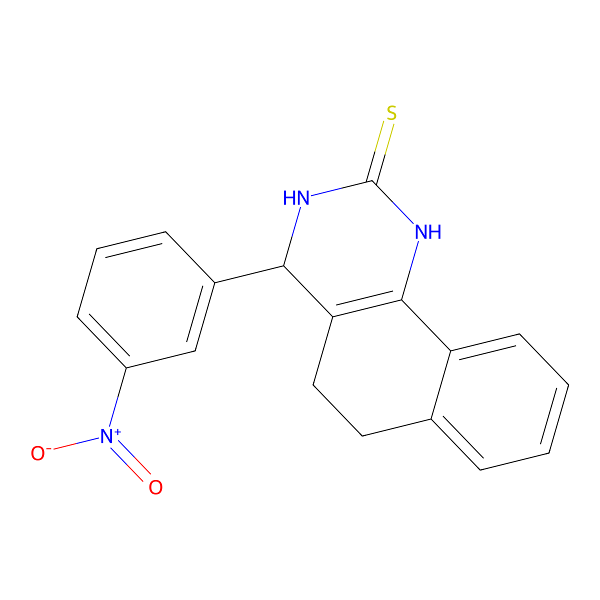 4-(3-nitrophenyl)-3,4,5,6-tetrahydrobenzo[h]quinazoline-2(1H)-thione molecular structure, CAS 335206-60-5