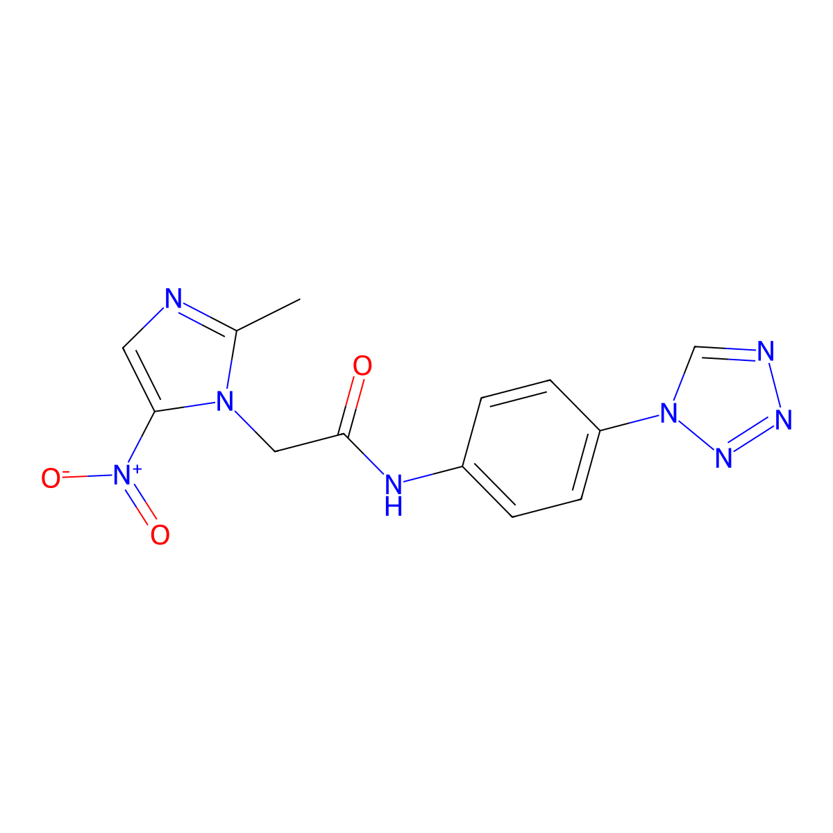 2-(2-methyl-5-nitroimidazol-1-yl)-N-[4-(tetrazol-1-yl)phenyl]acetamide molecular structure, CAS 335206-71-8
