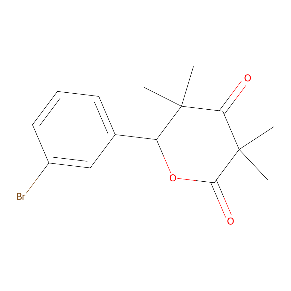 6-(3-Bromophenyl)-3,3,5,5-tetramethyloxane-2,4-dione molecular structure, CAS 335206-84-3