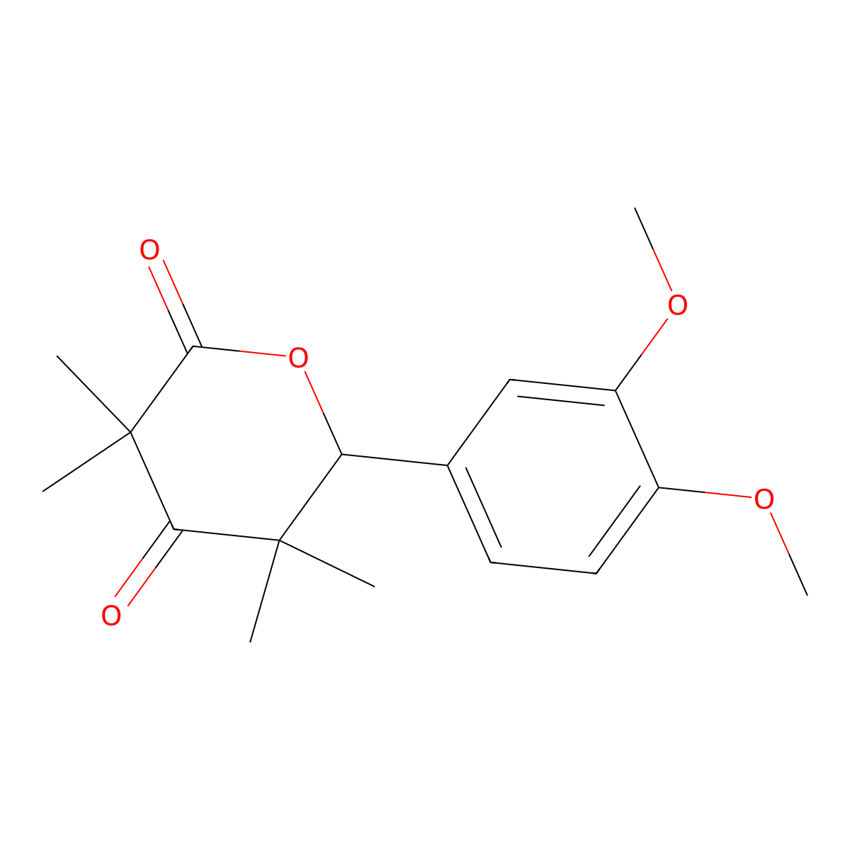 6-(3,4-Dimethoxyphenyl)-3,3,5,5-tetramethyldihydro-2H-pyran-2,4(3H)-dione molecular structure, CAS 335206-85-4