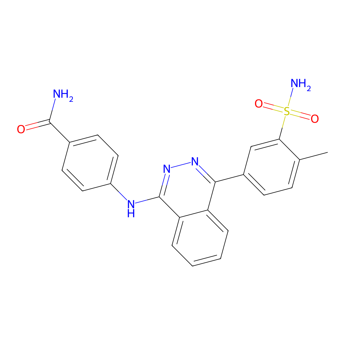 4-{[4-(4-Methyl-3-sulfamoylphenyl)phthalazin-1-yl]amino}benzamide molecular structure, CAS 335206-93-4