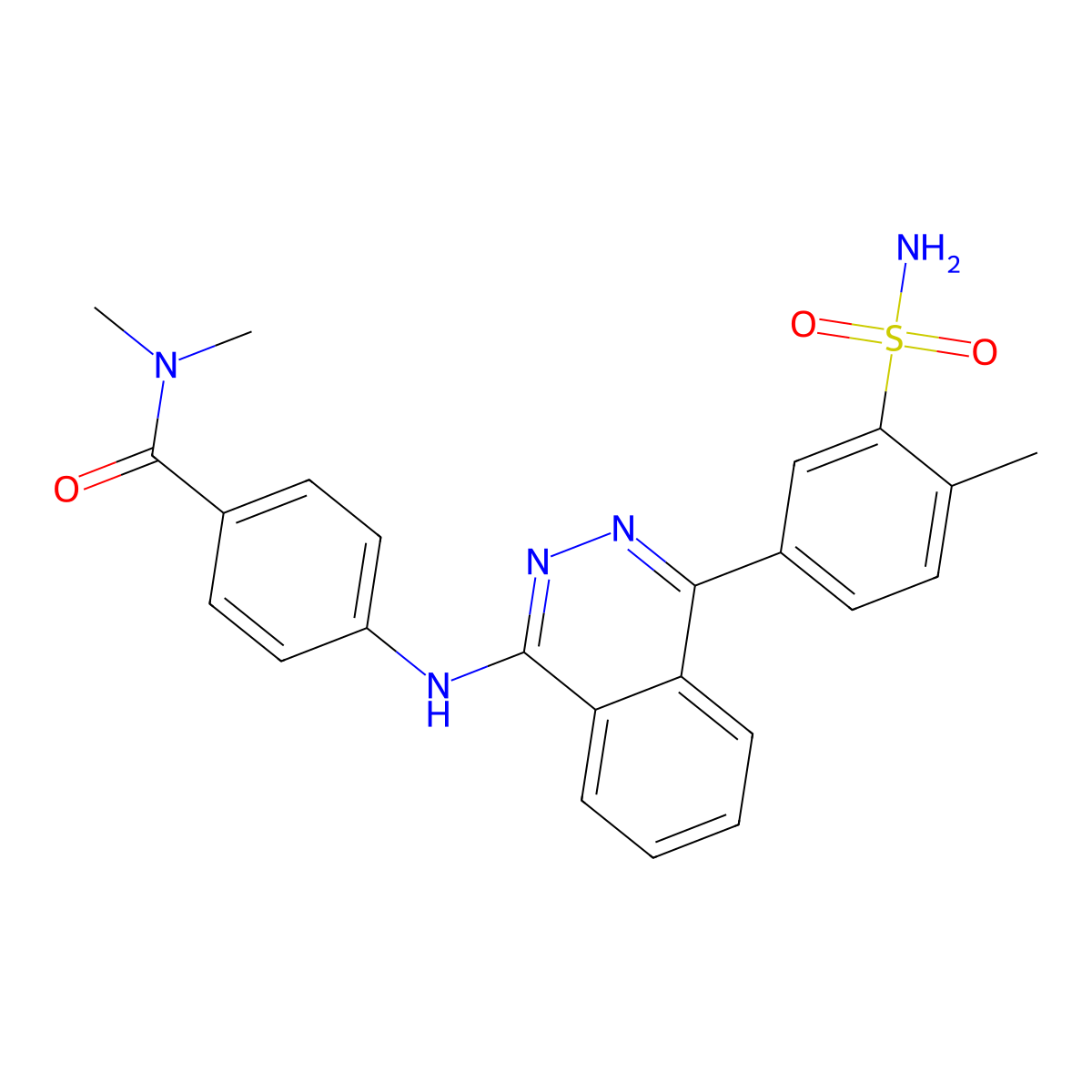 N,N-dimethyl-4-{[4-(4-methyl-3-sulfamoylphenyl)phthalazin-1-yl]amino}benzamide molecular structure, CAS 335206-94-5