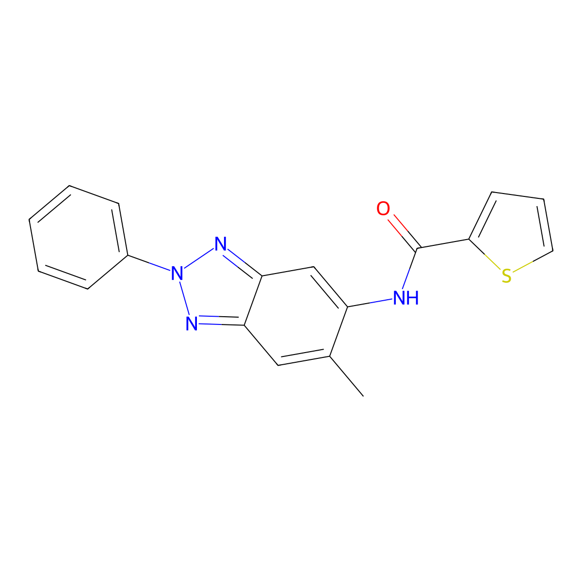 N-(6-methyl-2-phenylbenzotriazol-5-yl)thiophene-2-carboxamide molecular structure, CAS 335206-98-9