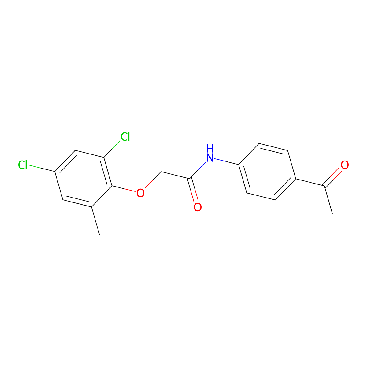 N-(4-acetylphenyl)-2-(2,4-dichloro-6-methylphenoxy)acetamide molecular structure, CAS 335207-01-7
