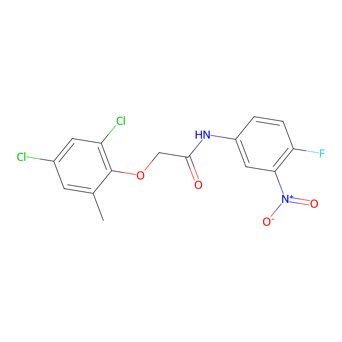 2-(2,4-dichloro-6-methylphenoxy)-N-(4-fluoro-3-nitrophenyl)acetamide molecular structure, CAS 335207-06-2