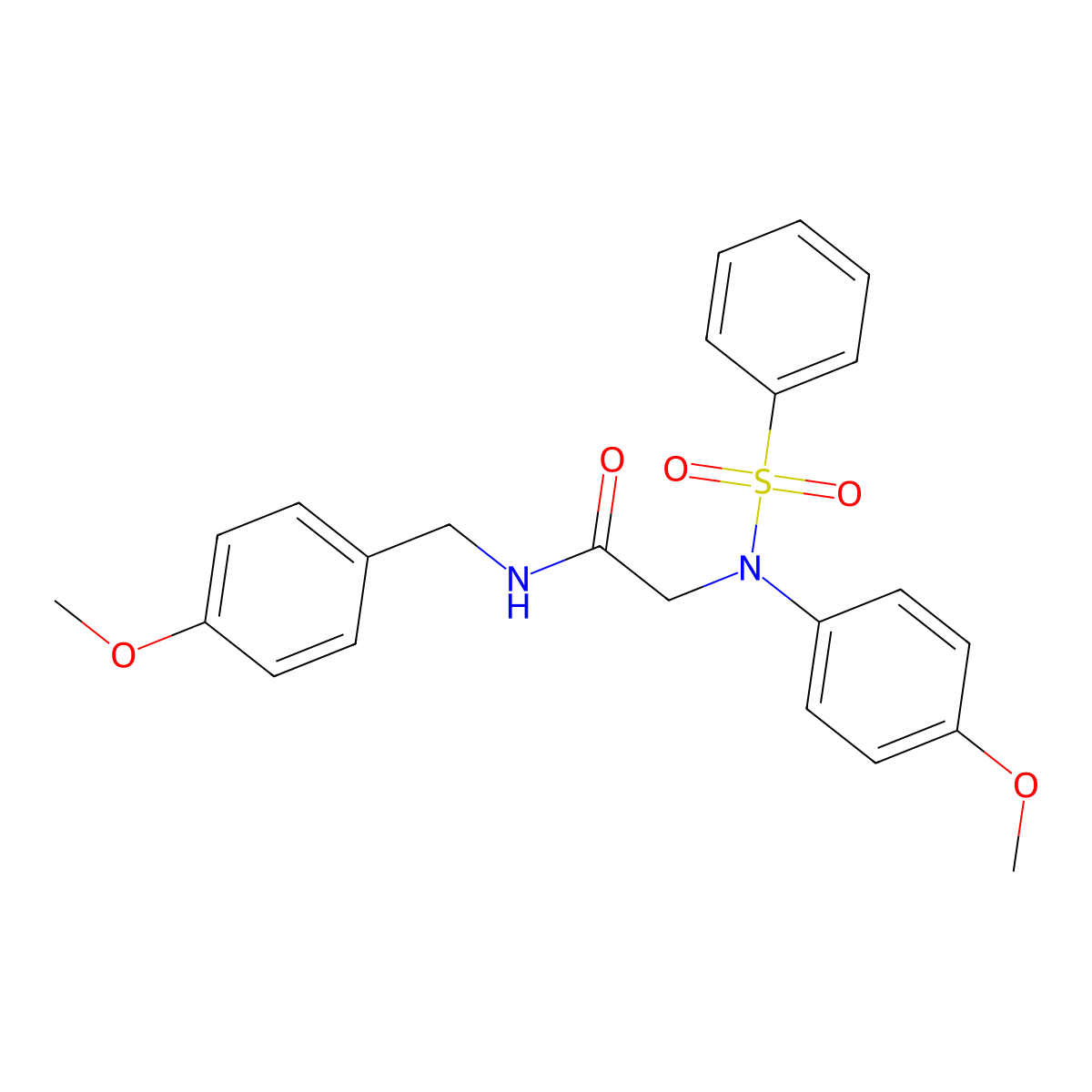 2-[N-(benzenesulfonyl)-4-methoxyanilino]-N-[(4-methoxyphenyl)methyl]acetamide molecular structure, CAS 335207-18-6