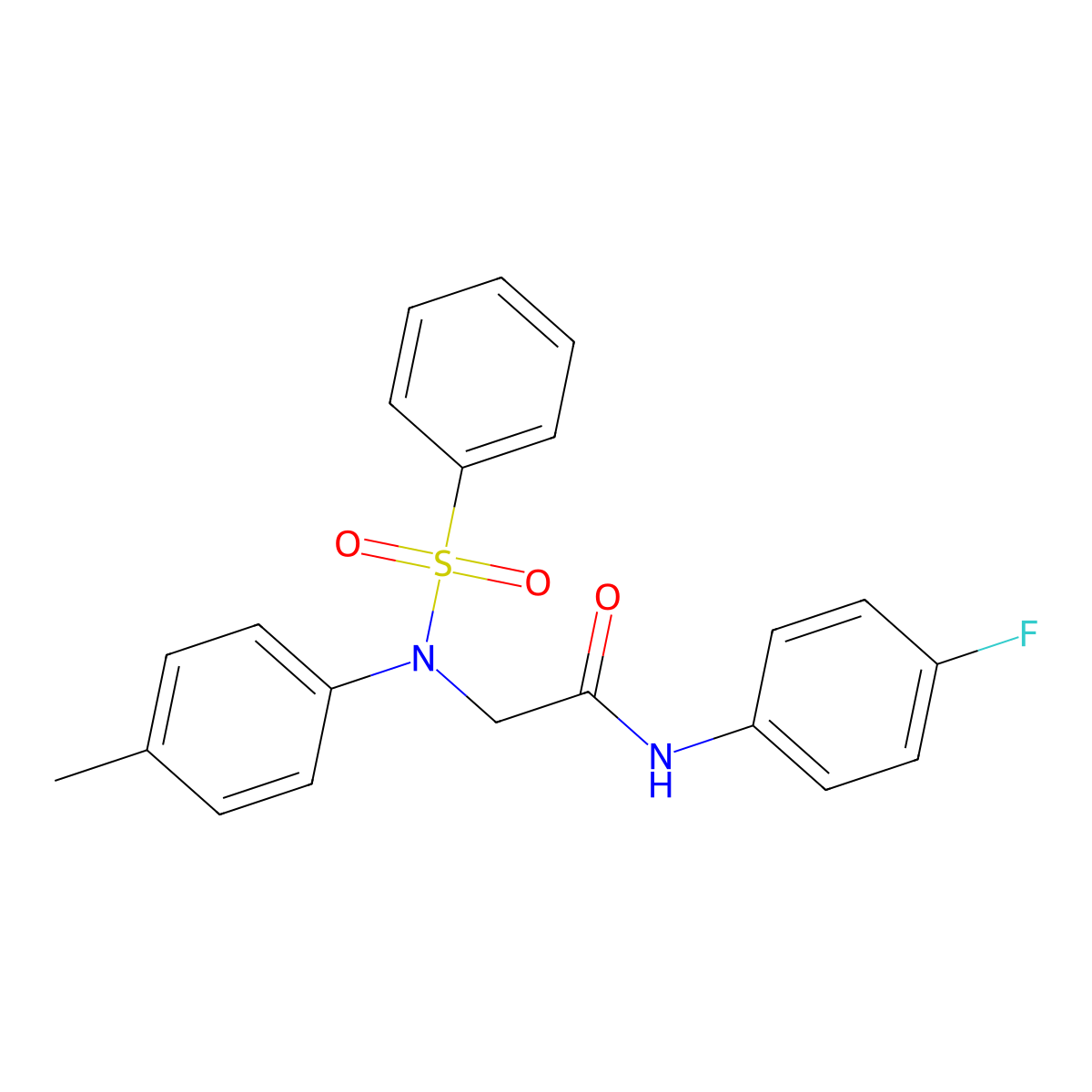 N-(4-fluorophenyl)-2-[4-methyl(phenylsulfonyl)anilino]acetamide molecular structure, CAS 335207-61-9