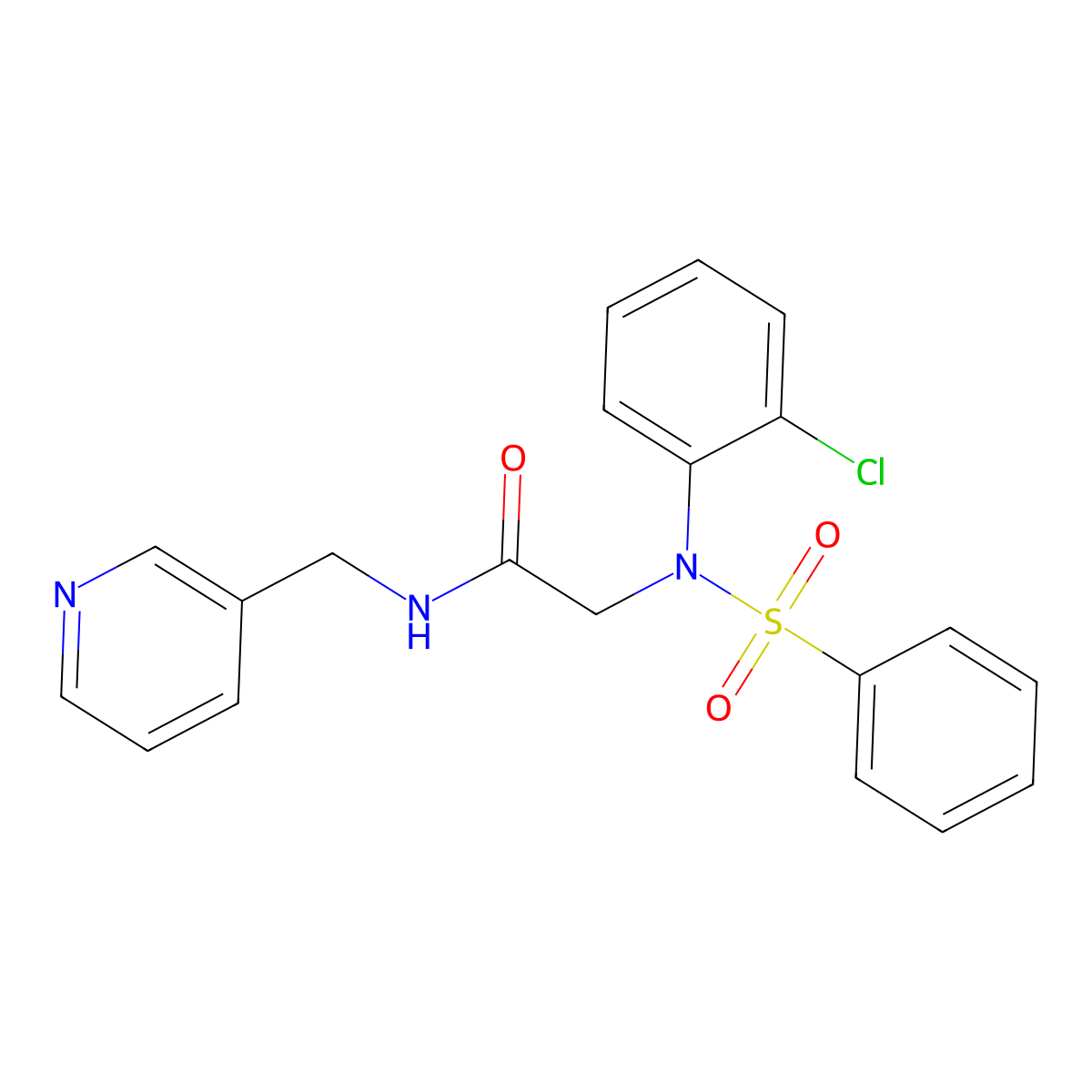 2-[N-(benzenesulfonyl)-2-chloroanilino]-N-(pyridin-3-ylmethyl)acetamide molecular structure, CAS 335208-03-2