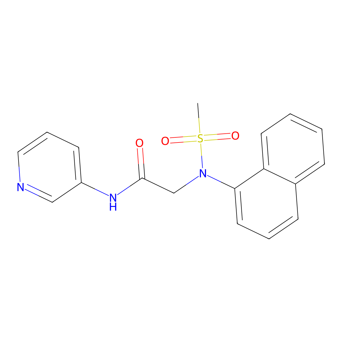 2-[methylsulfonyl(naphthalen-1-yl)amino]-N-pyridin-3-ylacetamide molecular structure, CAS 335208-10-1
